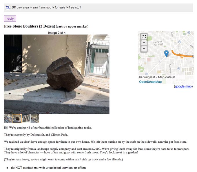 Woman tries to sell boulders